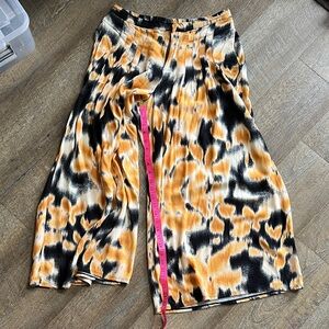 Free People Black, Yellow & Cream Wide Leg Pants With Pockets